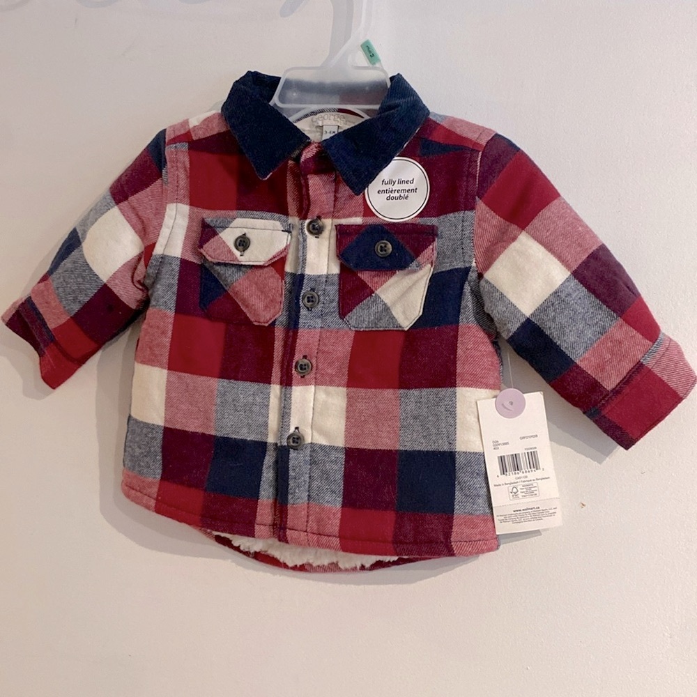💥2/$15💥🆕 Baby Plaid Fleece Shirt Jacket! Brand NEW!!! 3-6 months